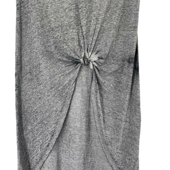 Gray High Low Knot Front Top Midi Length Burnout Short Sleeve Olive+Oak Size S - Picture 4 of 9